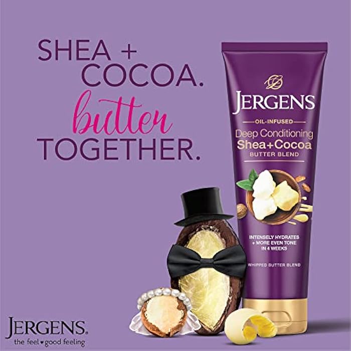 Jergens Shea and Cocoa Whipped Body Butter Lotion, Tone Enriching Hand And Body Lotion for Dry Skin, with Vitamins B3 & E, 8.5 Oz - Image 4